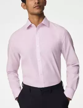 Рубашка из смеси хлопка, легко поддающаяся глажке Marks & Spencer, розовый