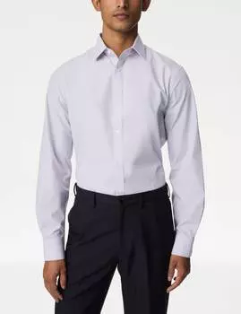 Рубашка из смеси хлопка, легко поддающаяся глажке Marks & Spencer, цвет Lilac