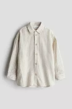 Рубашка из смеси льна H&M, бежевый