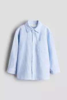 Рубашка из смеси льна H&M, голубой