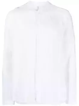 Рубашка из смеси льна и хлопка с воротником-стойкой Transit, белый