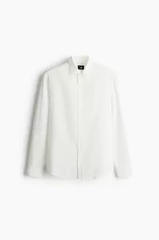 Рубашка из смеси лиоцелла, прямого кроя. H&M, белый