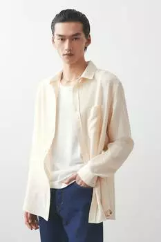 Рубашка из смеси лиоцелла, прямого кроя. H&M, бежевый