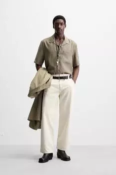 Рубашка из смеси лиоцелла ZARA, хаки