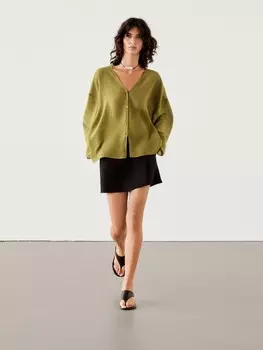 Рубашка из смеси рами и лиоцелла Massimo Dutti, зеленый