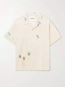 Рубашка из смесового хлопка и льна с вышитым воротником Greetings STORY MFG., экрю