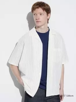 Рубашка из смесового хлопка и льна Uniqlo, цвет 01 белый