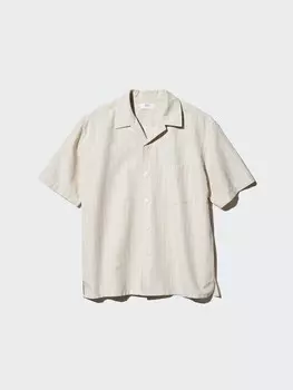 Рубашка из смесового хлопка и льна Uniqlo, цвет 32 бежевый