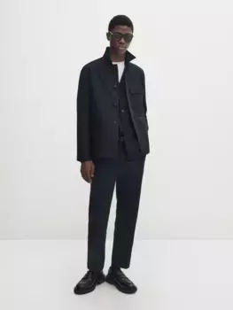 Рубашка из смесового хлопка с карманами - ателье Massimo Dutti, синий
