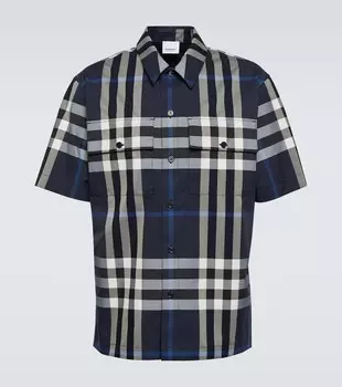 Рубашка из смесового хлопка в клетку Burberry, разноцветный