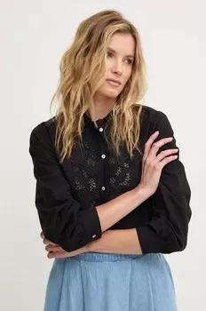 Рубашка из смесового льна Answear Lab, черный