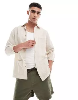 Рубашка из смесового льна ASOS DESIGN с камнем