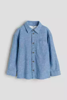 Рубашка из смесового льна H&M, синий