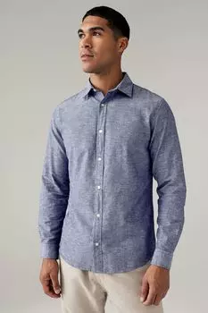 Рубашка из смесового льна с длинными рукавами Jack & Jones, синий