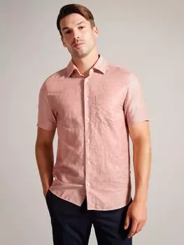 Рубашка из смесового льна с короткими рукавами Kingfrd Ted Baker, оранжевый