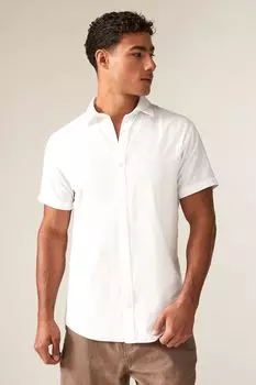 Рубашка из смесового льна с короткими рукавами Jack & Jones, белый