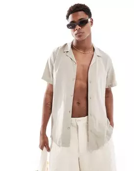 Рубашка из смесового льна с короткими рукавами New Look