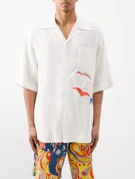 Рубашка из смесового льна с вышивкой x no vacancy inn Marni, белый