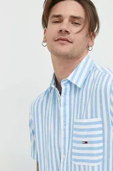 Рубашка из смесового льна Tommy Jeans, синий