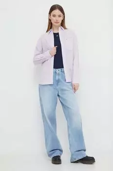 Рубашка из смесового льна Tommy Jeans, фиолетовый
