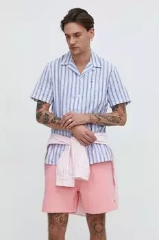 Рубашка из смесового льна Tommy Jeans, синий