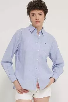 Рубашка из смесового льна Tommy Jeans, синий