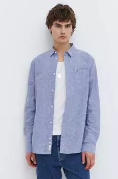 Рубашка из смесового льна Tommy Jeans, синий