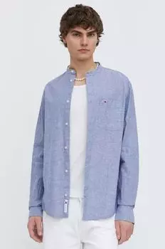 Рубашка из смесового льна Tommy Jeans, синий