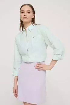 Рубашка из смесового льна Tommy Jeans, зеленый
