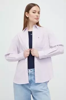 Рубашка из смесового льна Tommy Jeans, фиолетовый