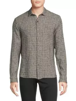 Рубашка из смесового льна в клетку Bowcastle Robert Barakett, серый