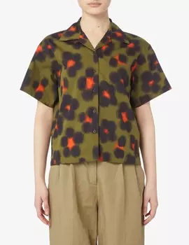 Рубашка из смесового шелка Kenzo, оливковый