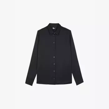 Рубашка из смесового шелка с воротником и длинными рукавами The Kooples, черный