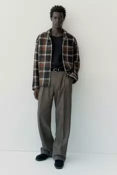 Рубашка из смесовой шерсти H&M, коричневый