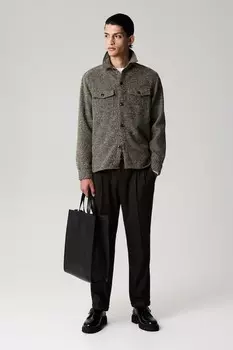 Рубашка из смесовой шерсти обычного кроя H&M, бежевый