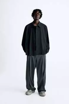 Рубашка из смесовой вискозы ZARA, черный