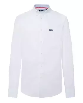 Рубашка из специального хлопкового поплина с флагом на спине, классический крой FACONNABLE, белый