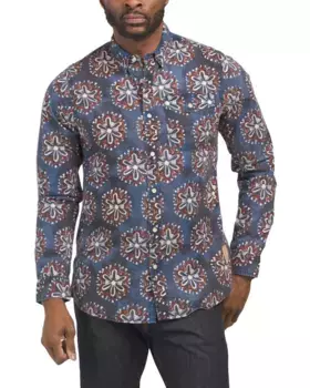 Рубашка из стираного поплина Aop Scotch & Soda, темно-синий