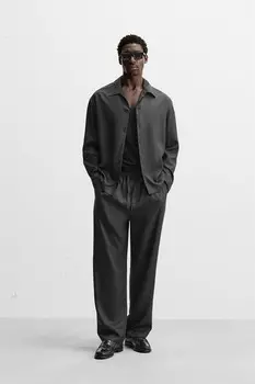 Рубашка из струйного лиоцелла ZARA, серый