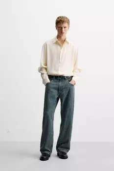Рубашка из струйной модаловой смеси ZARA, экрю