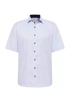 Рубашка из структурированного хлопка с короткими рукавами COMFORT FIT ETERNA, светло-синий