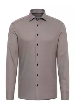 Рубашка из структурированного хлопка SLIM FIT ETERNA, коричневый