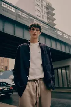 Рубашка из структурированной ткани обычного кроя H&M, синий