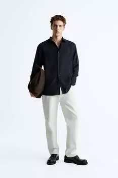 Рубашка из струящейся модала ZARA, черный