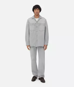 Рубашка из светло-серого денима Bottega Veneta, светло-серый