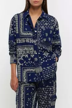 Рубашка из тенселя с принтом River Island, синий