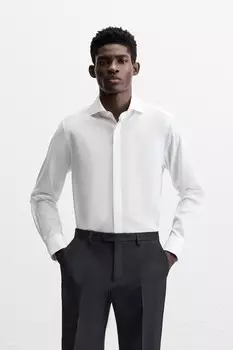 Рубашка из тепла облегающего кроя ZARA, белый