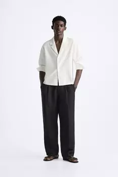Рубашка из текстурированного хлопка ZARA, белый
