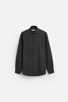 Рубашка из текстурированного хлопка ZARA, серый