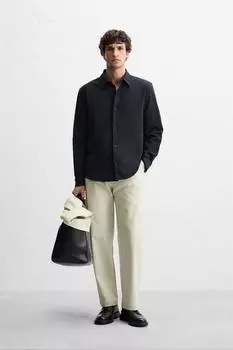 Рубашка из текстурированного крепа ZARA, темно-синий